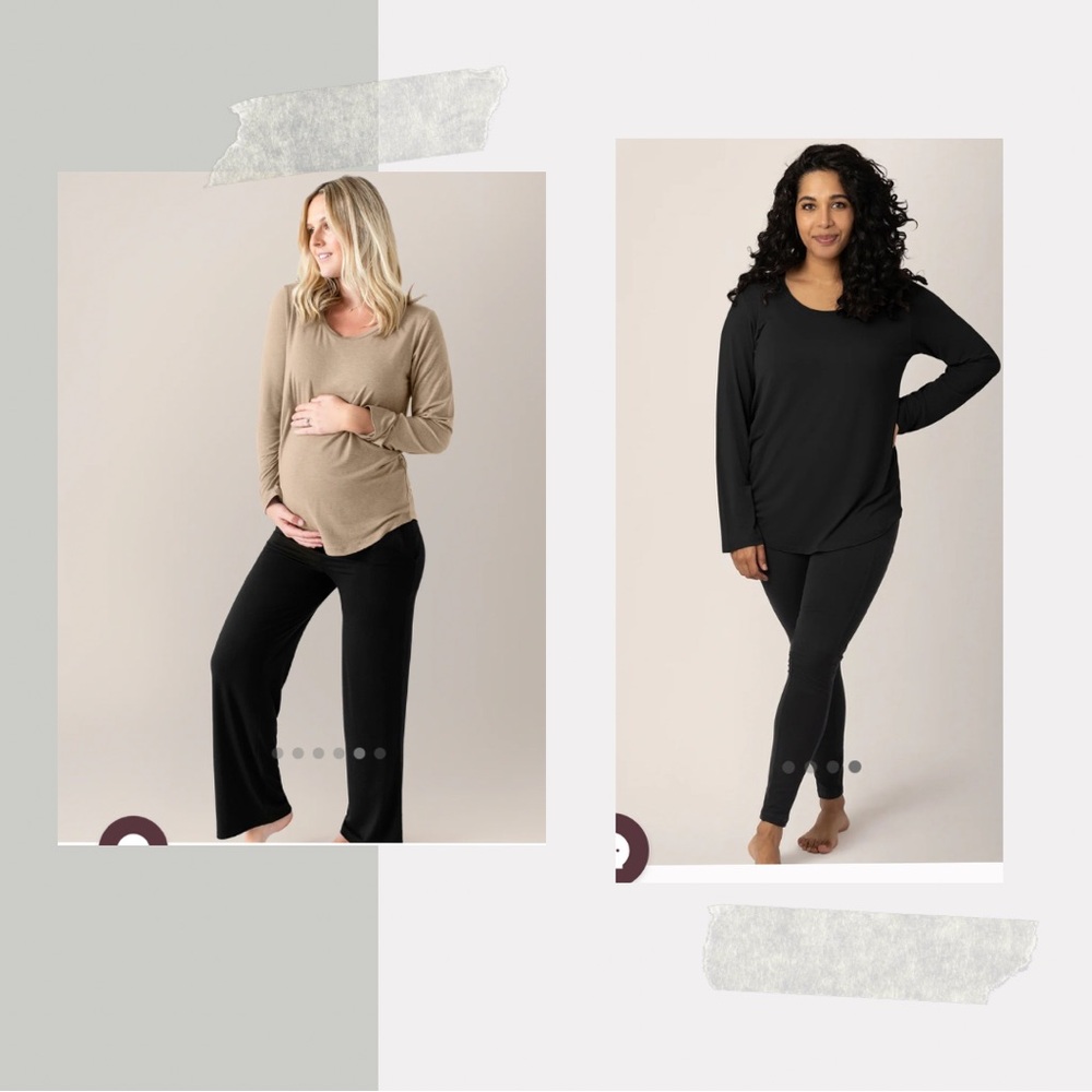 Set of two Kindred Bravely long sleeve bamboo maternity and nursing tshirts